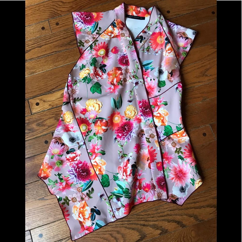 Zara Asian inspired cap sleeved top.